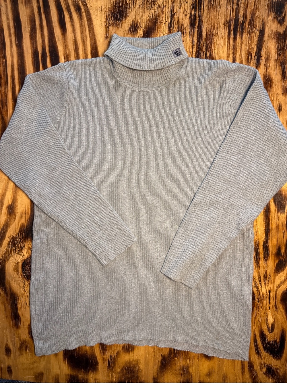 Ralph Lauren Light Gray Ribbed Turtleneck Sweater - Women